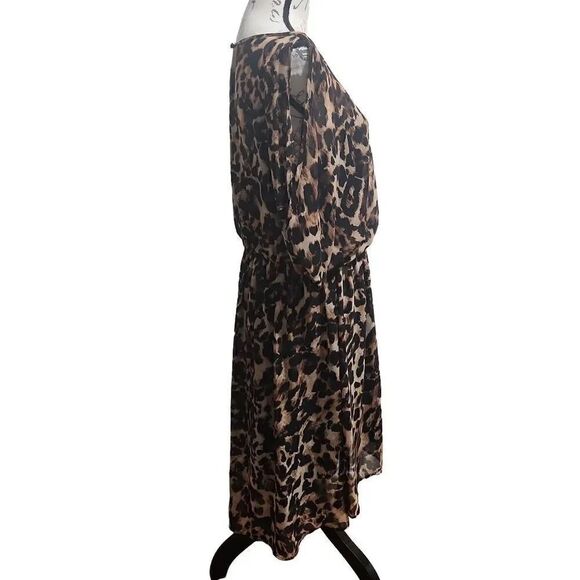 THALIA Sodi Ladies Split-Sleeve Leopard Print Dress - Size Large - Picture 2 of 6